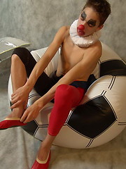 Artful stripping and masturbation shoot from lovely teen gay clown Sydney.