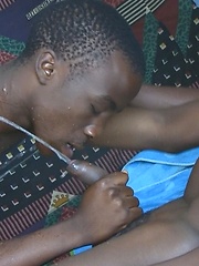 Hot black African twinks in bareback piss party