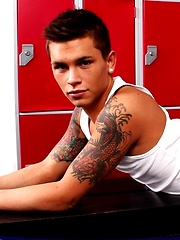 Seth Knight in a locker room