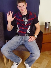Cute twink Jacob is proud of his hard cock.