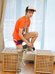 Cute teen Ben Kingston stroking his beautiful uncut dick.