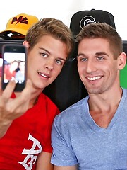Cute gays Brad Rockwell and Alex Jordan ride each other's knob on a bed