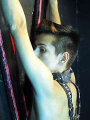 Crucified gay youngster getting flogged and poked