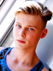 Beautiful russian boy shows his uncut dick