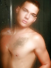 Zack taking shower to cool off