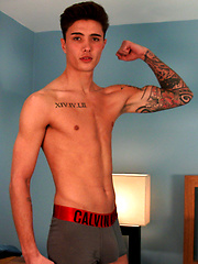 Straight Athletic Casias Reveals His Lean Ripped Body, Massive Uncut Cock and Cums!
